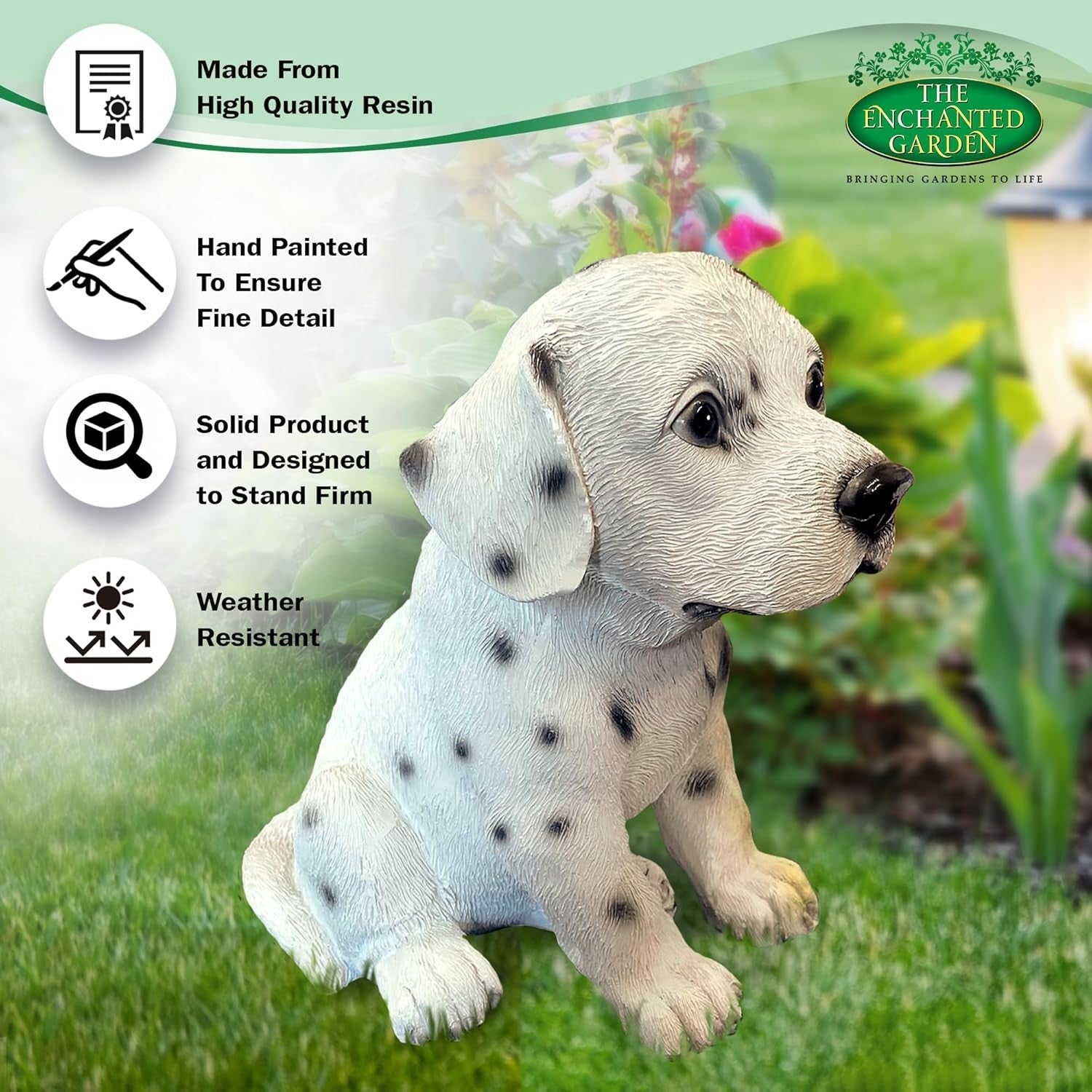 Dalmatian Dog Garden Ornament Resin Puppy Statue Patio Lawn Outdoor Decor Gift