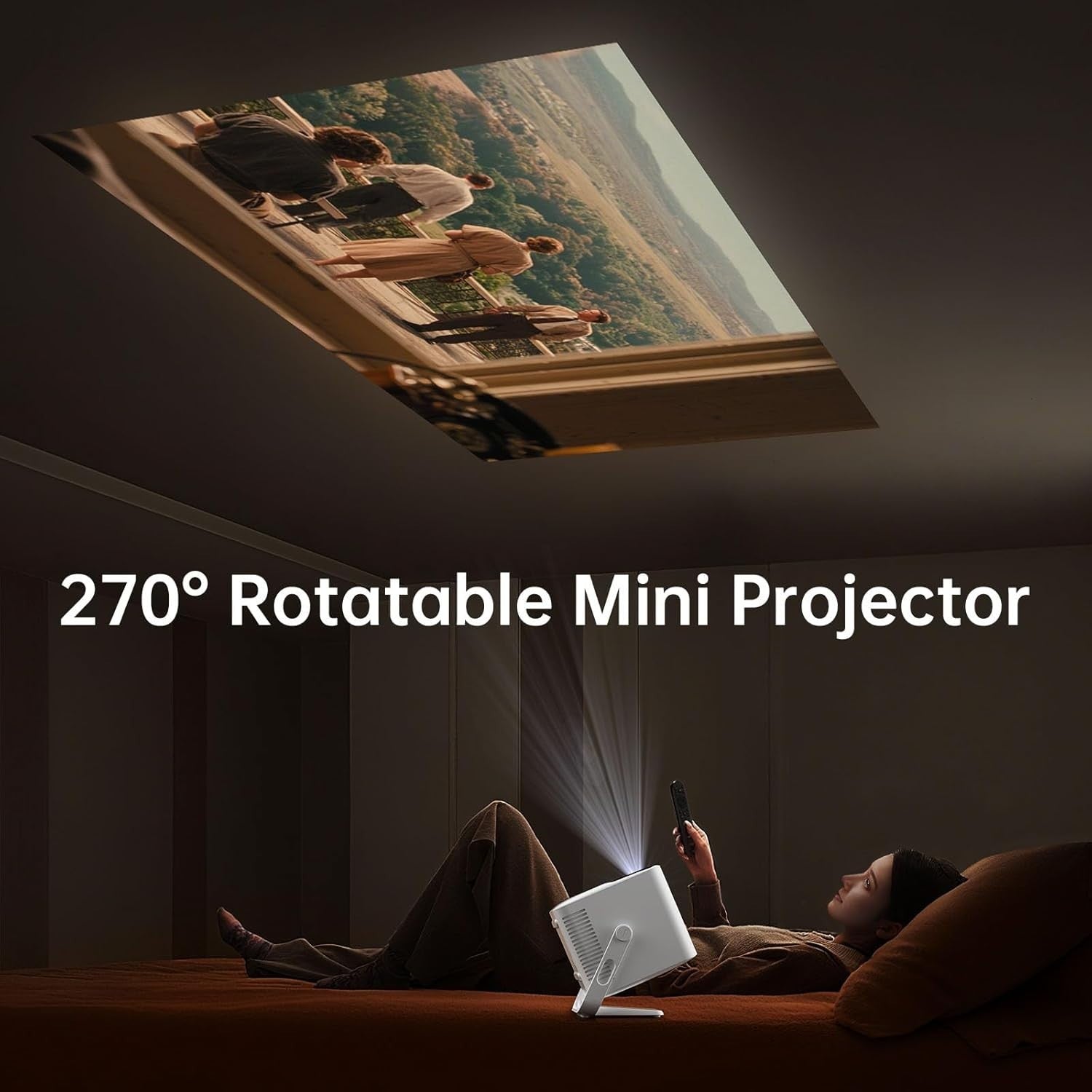 Smart Mini Projector 4K Support WiFi 6 Auto Focus 270° Android 13