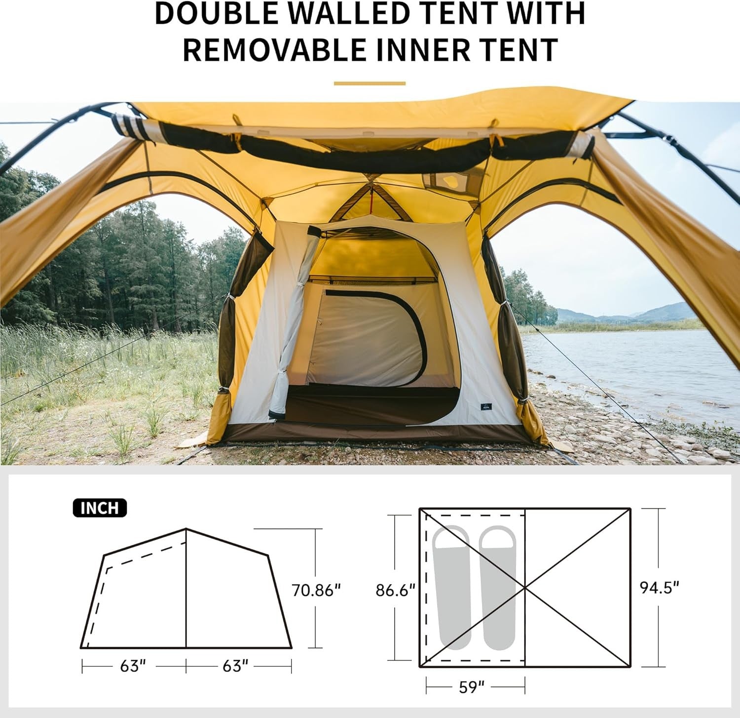 4 Seasons Camping Tent 2-4 Person Waterproof Thermal