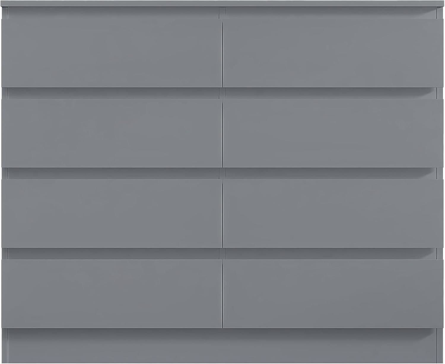8 Drawer Chest of Drawers Grey Wide Storage Unit for Bedroom Clothes