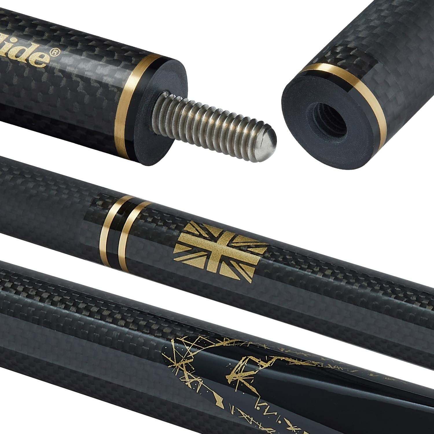 Carbon Fibre Snooker Pool Cue 57" 10mm Tip 2pc 19oz Radial Joint