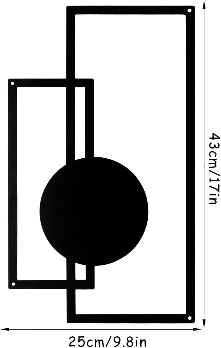 2 Piece Black Metal Wall Art Set Modern Geometric Minimalist Decor