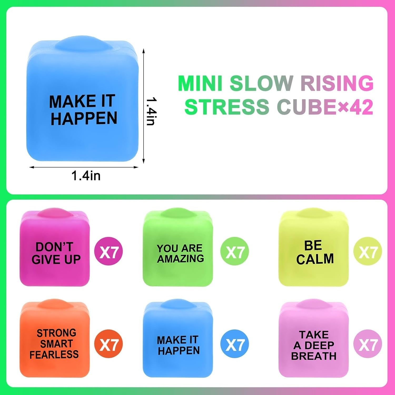 42pcs Slow Rising Stress Cubes Mini Squeeze Fidget Anxiety Relief