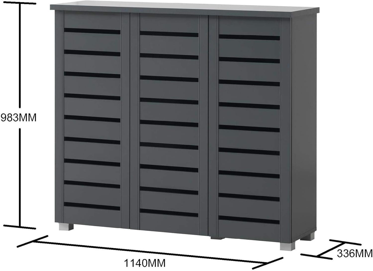 Modern Shoe Cabinet 4 Tier with 3 Doors | Grey Storage Unit for Hallway