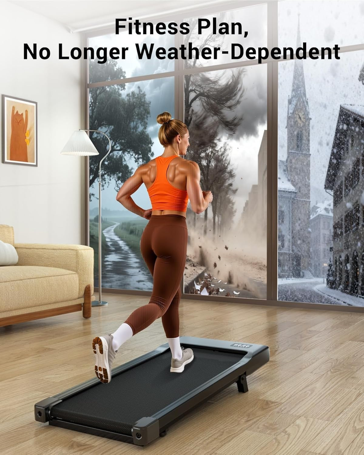 Compact Under Desk Treadmill – Quiet, Shock-Absorbing, AI Training App