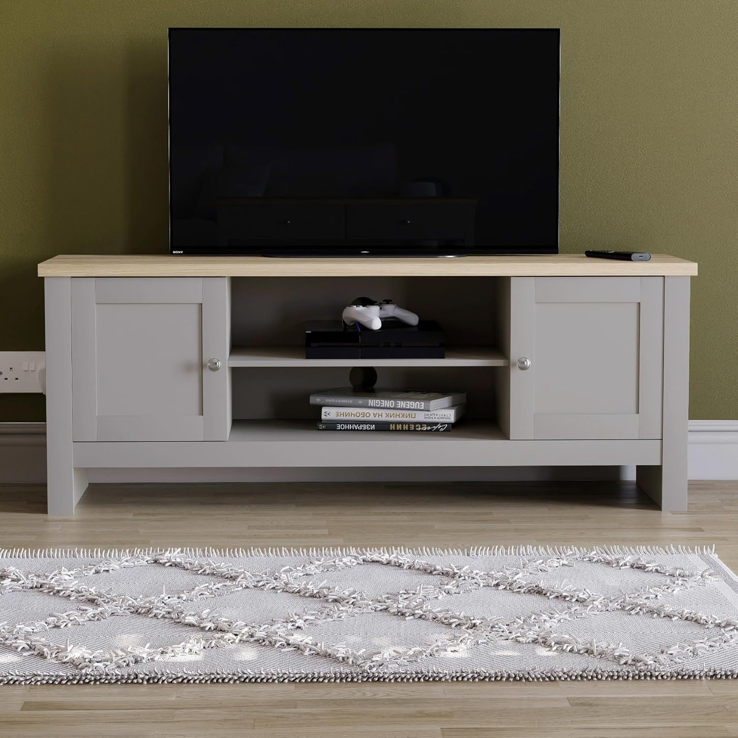 Modern Grey TV Unit Cabinet Stand | Storage Sideboard for Living Room
