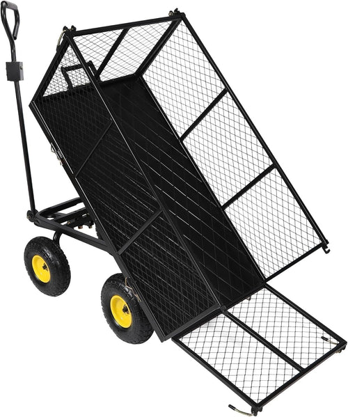 Oversized 800lb Heavy Duty Garden Cart Flatbed Wagon w/ Removable Sides & Dump