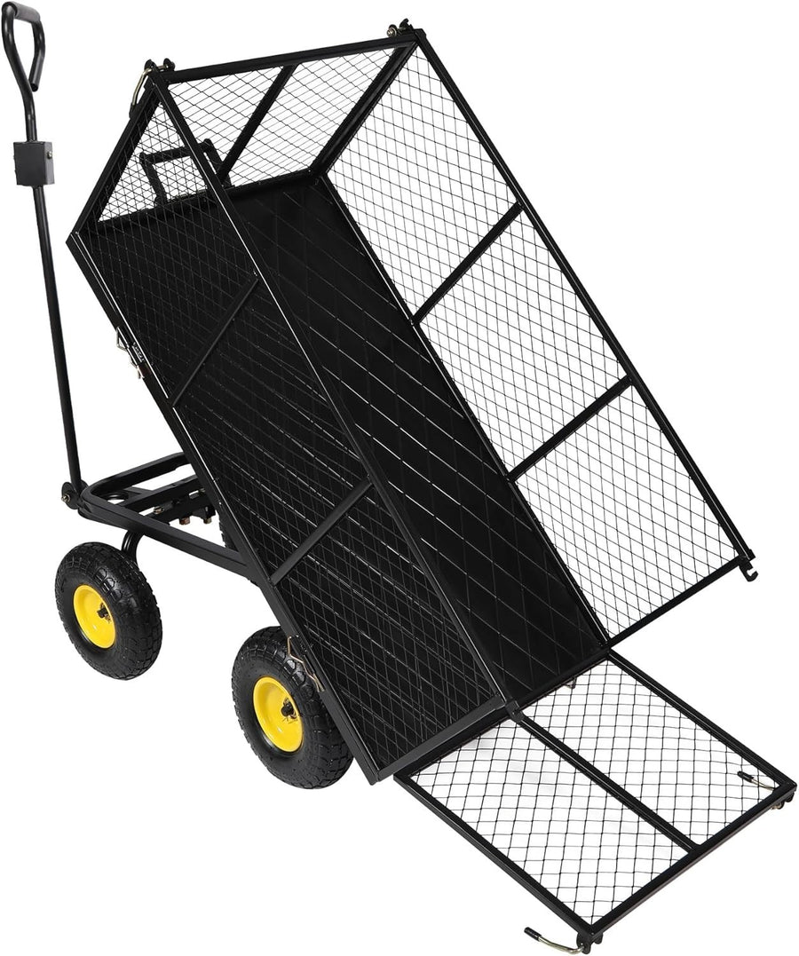 Oversized 800lb Heavy Duty Garden Cart Flatbed Wagon w/ Removable Sides & Dump