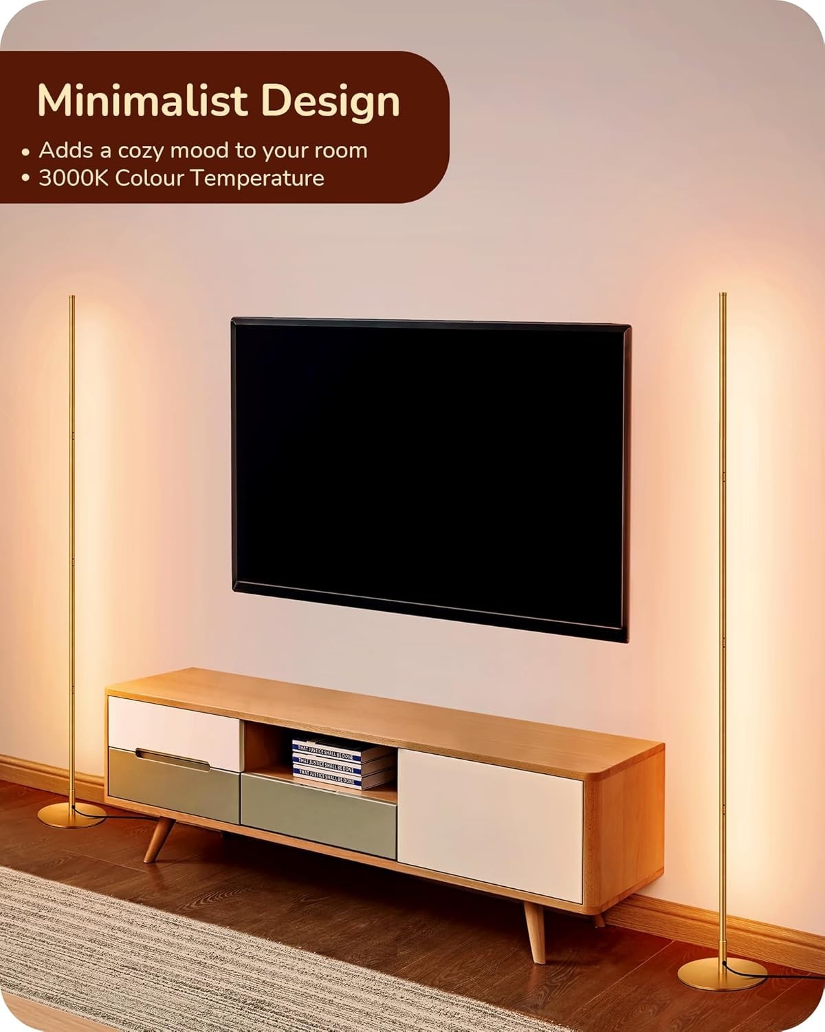 Dimmable LED Floor Lamp 2 Pack, Tall 146cm Standing Light with Foot Switch