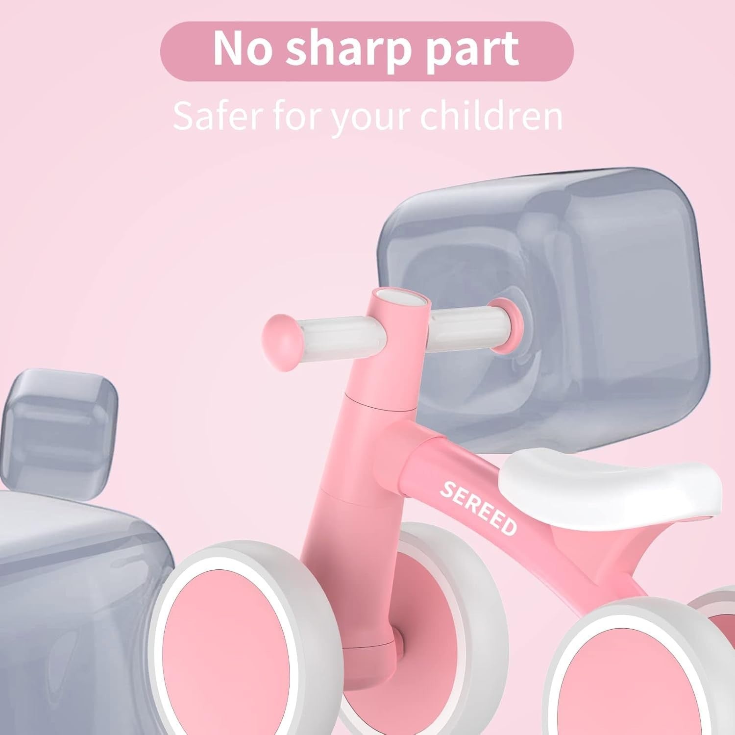 Baby Balance Bike 10 Inch 4 Wheel Toddler First Bike Pink 12-24 Months