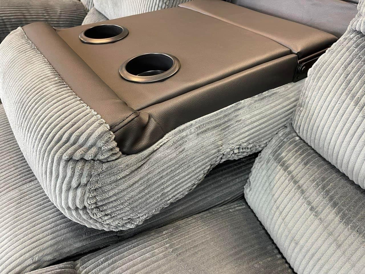 Corner Recliner Sofa 5 Seater Manual Grey Cupholder Cinema Lounge Suite