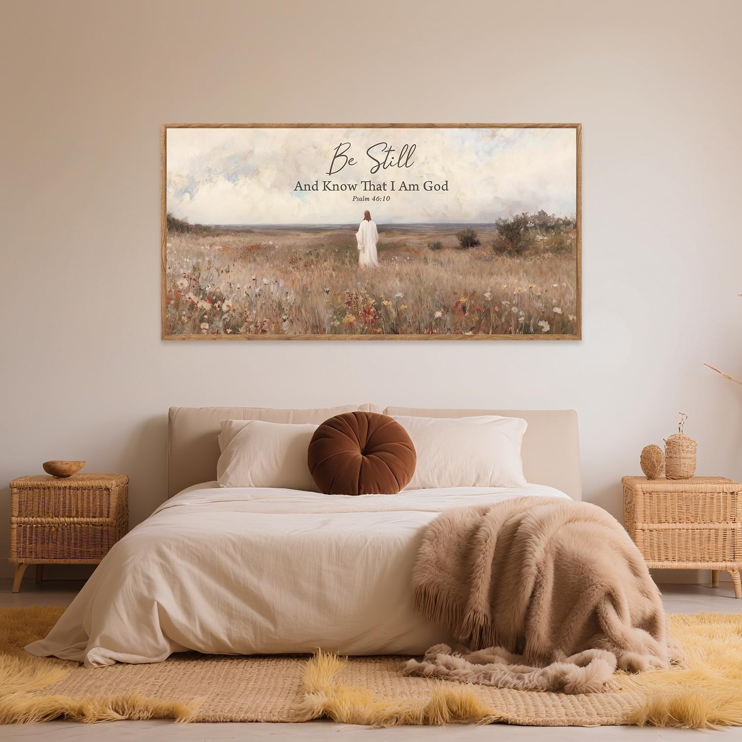 Be Still and Know God Wall Art Framed Canvas Christian Bible Verse 20x40