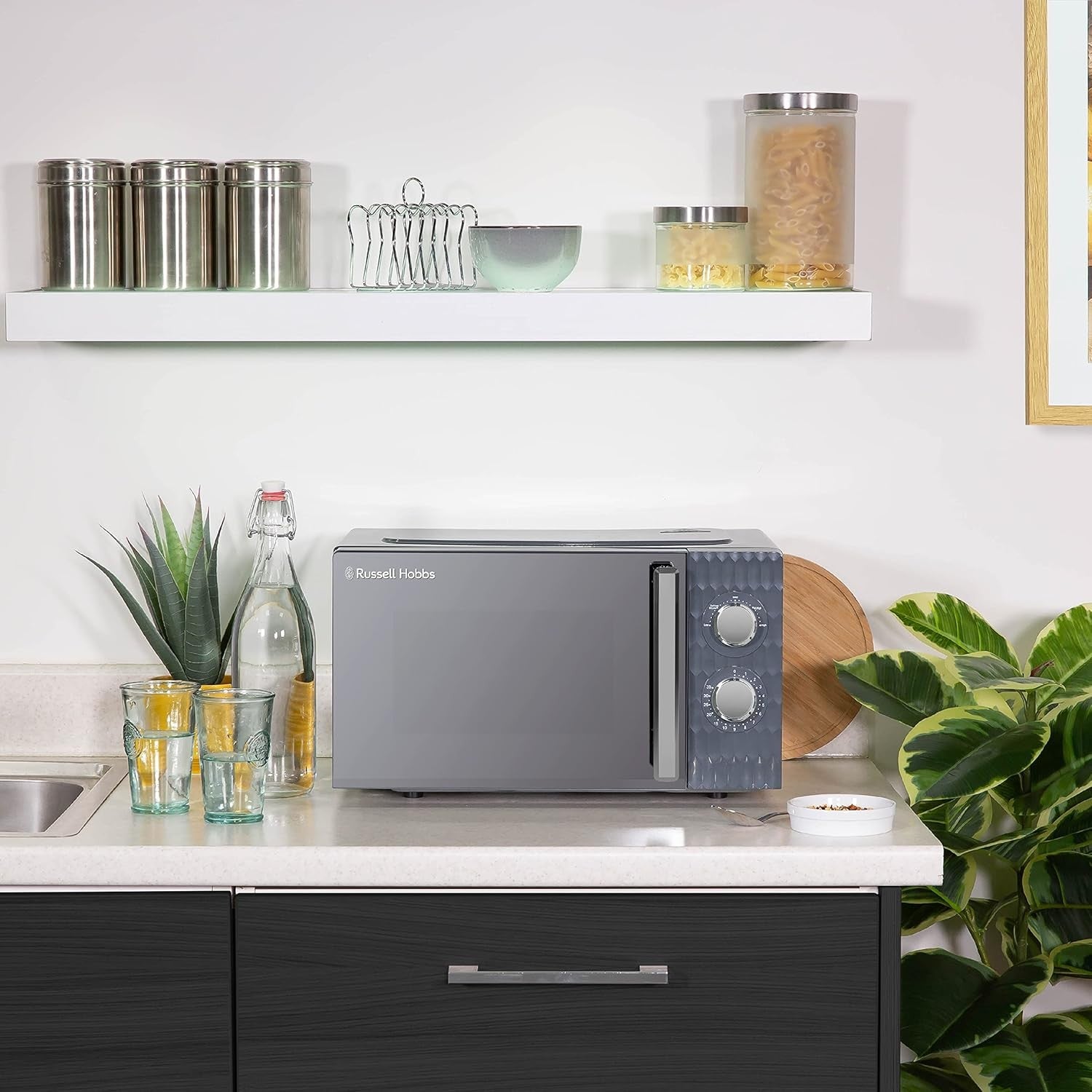 17L Microwave Oven 700W Grey 5 Power Levels Timer Defrost