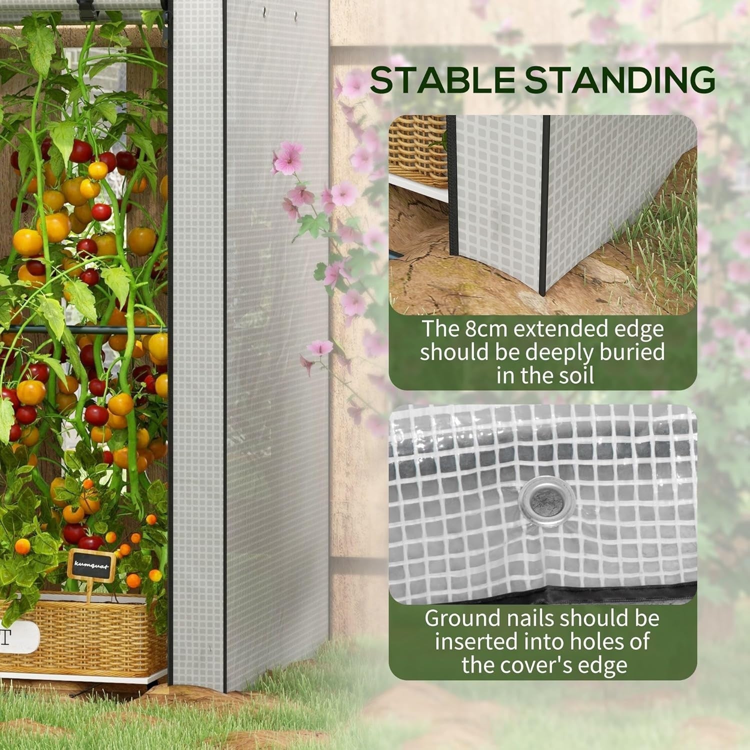 Mini Greenhouse with 4 Shelves | Portable Garden Grow House | Roll-Up Door