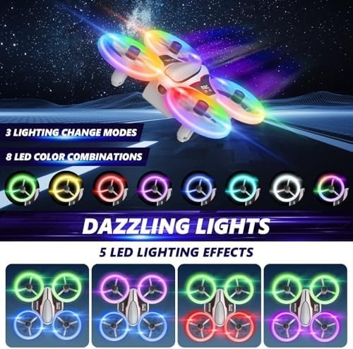 Mini Drone 720P HD Camera Colorful LED Lights 3 Battery Headless Mode 3D Flip