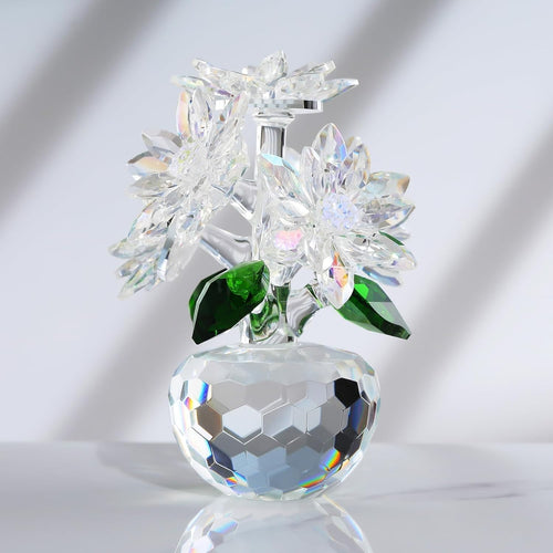 Crystal Clear Daisy Bouquet Glass Ornament Gift Decor Paperweight Flower 10cm