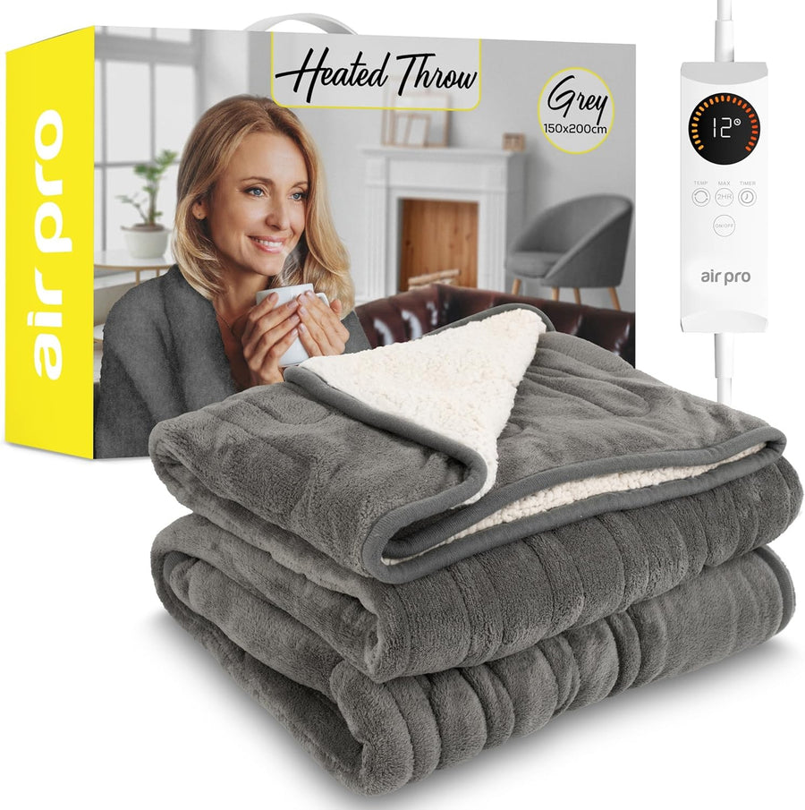 Electric Heated Throw Blanket Double Sherpa Fleece 6 Timer 150x200cm