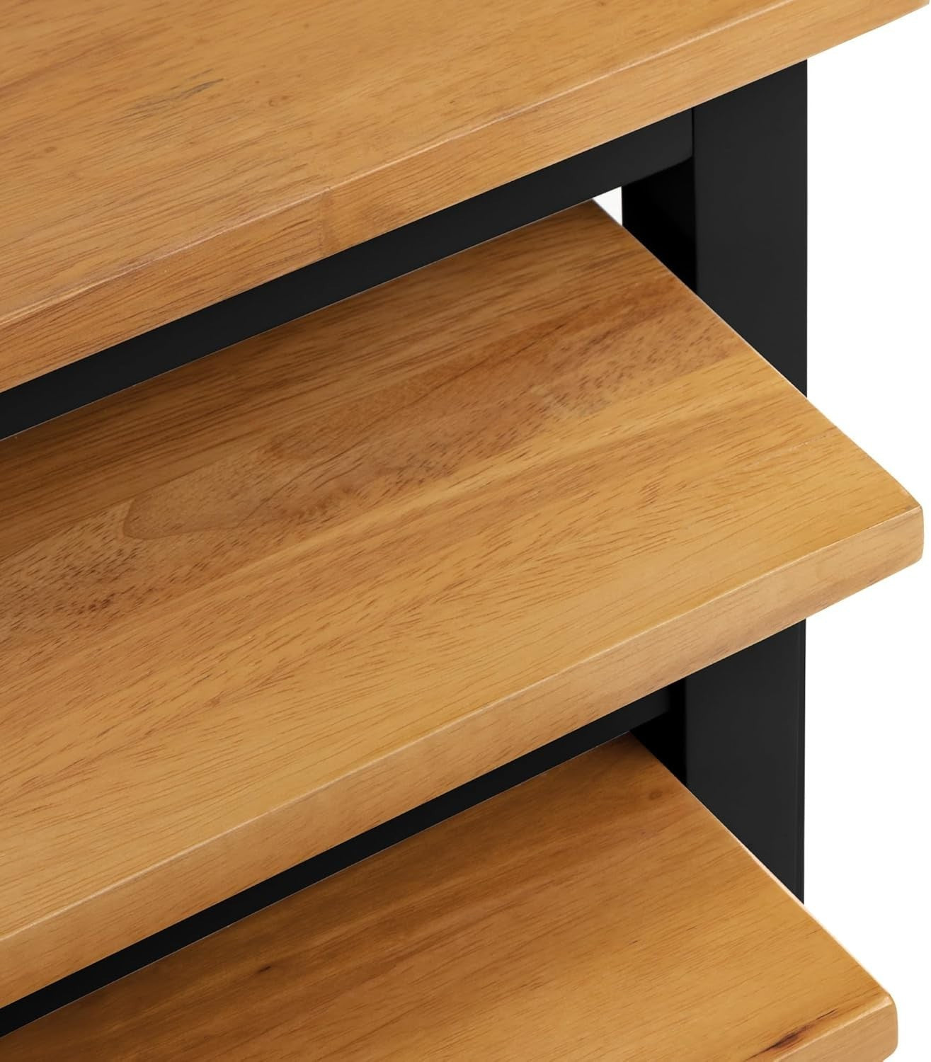 Nesting Tables Set of 3 Black & Oak Wood Mid-Century Modern Side End Coffee