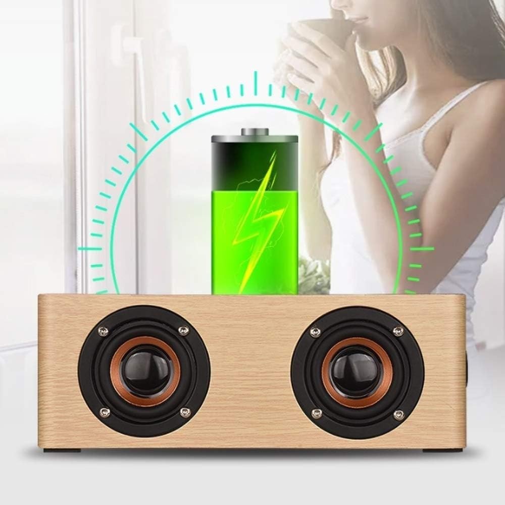 Wooden Bluetooth Alarm Clock Speaker LED Display Snooze Bedside Brown