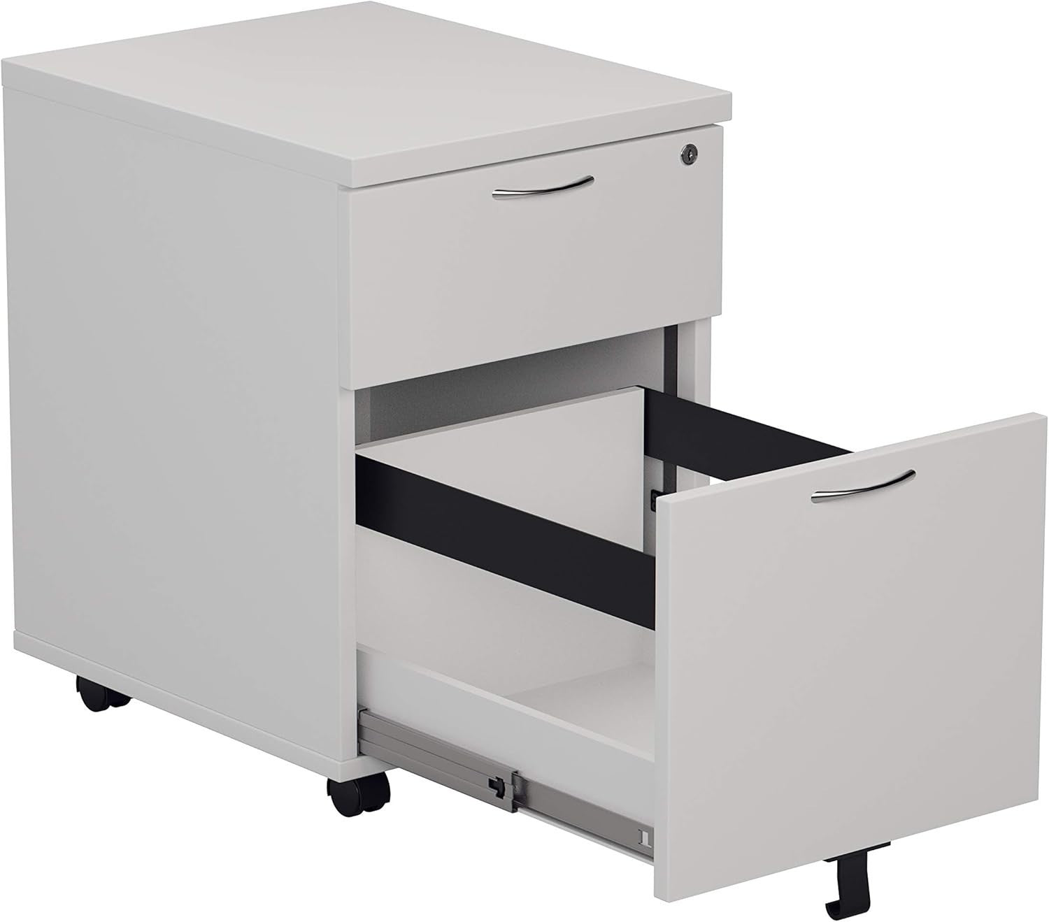 Lockable 2 Drawer Mobile Filing Cabinet Pedestal Office Storage White