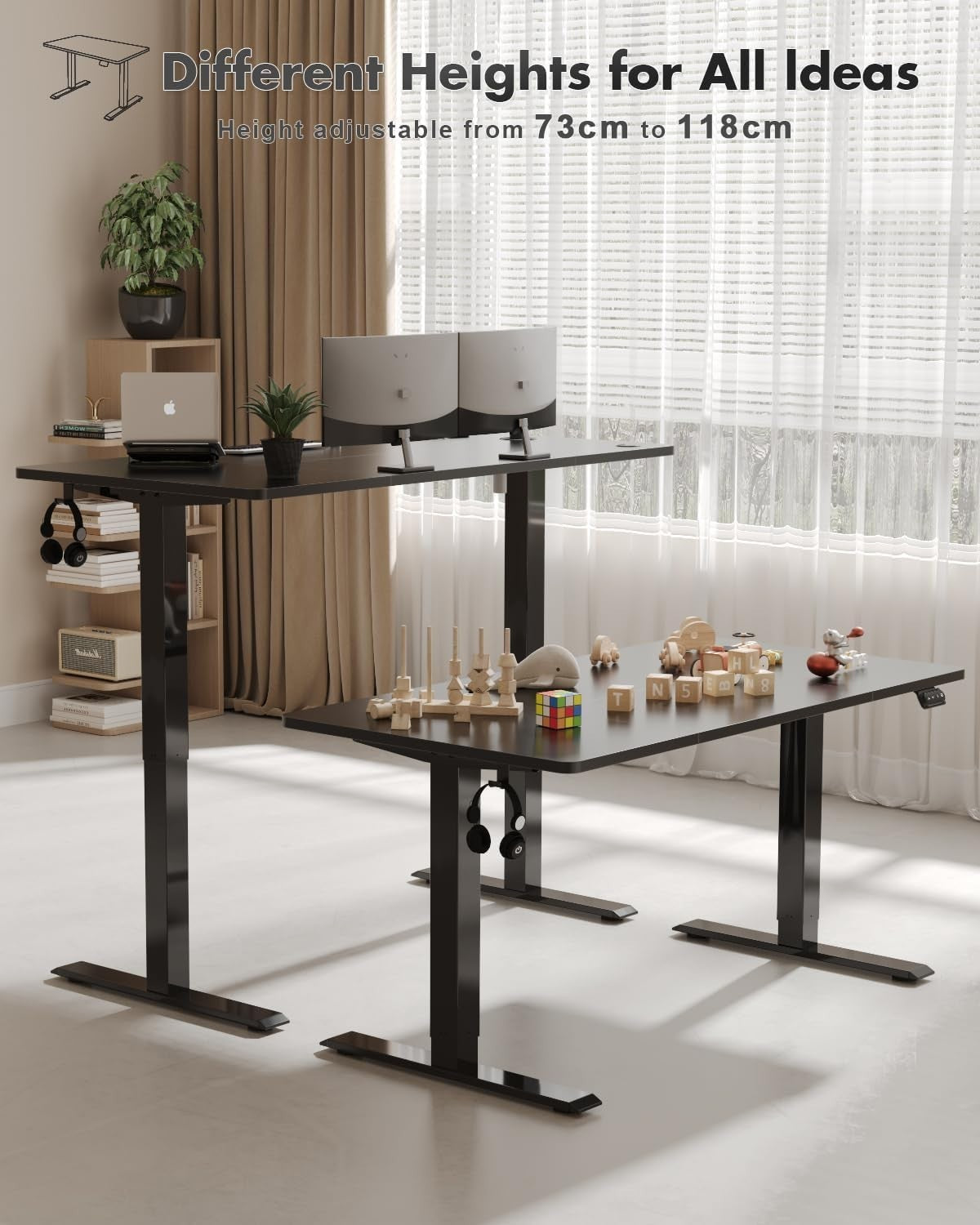 Electric Standing Desk 180x80cm Adjustable Sit Stand Black Table W/Memory Preset