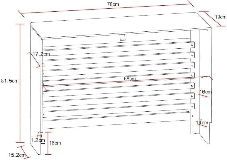 Small White Radiator Cover Modern MDF Cabinet Horizontal Slat W78xH81.5cm