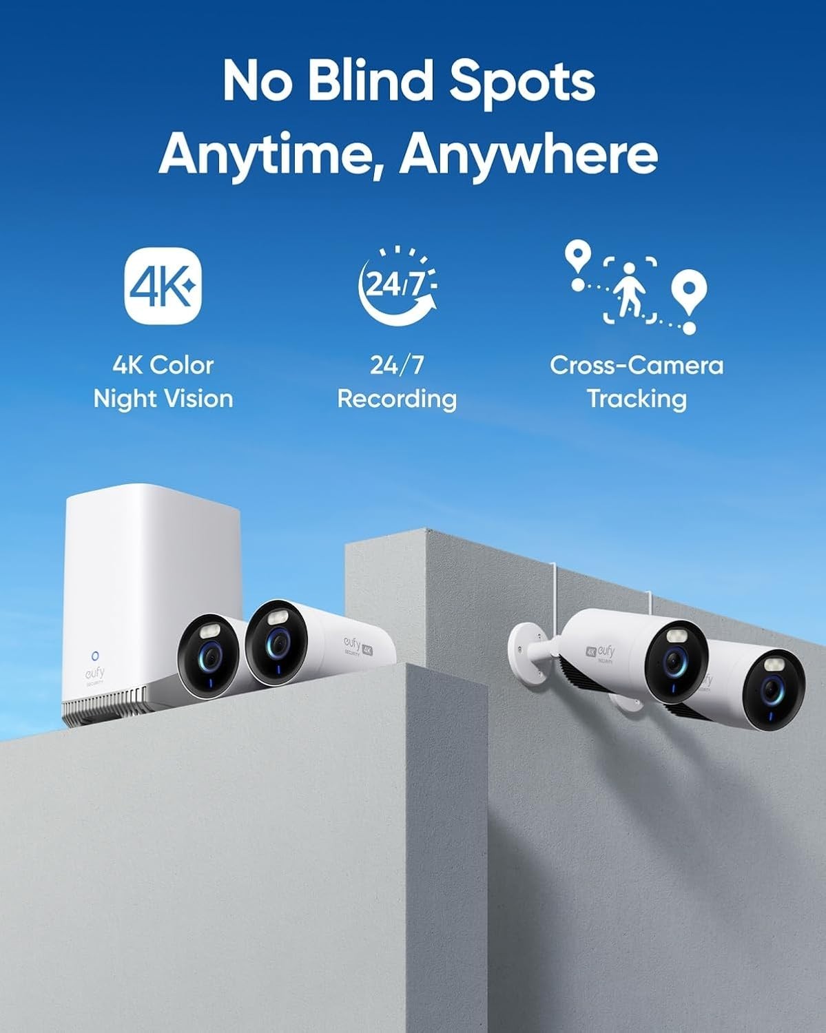 4K Outdoor Security Camera 24/7 Recording AI Face Recognition WiFi