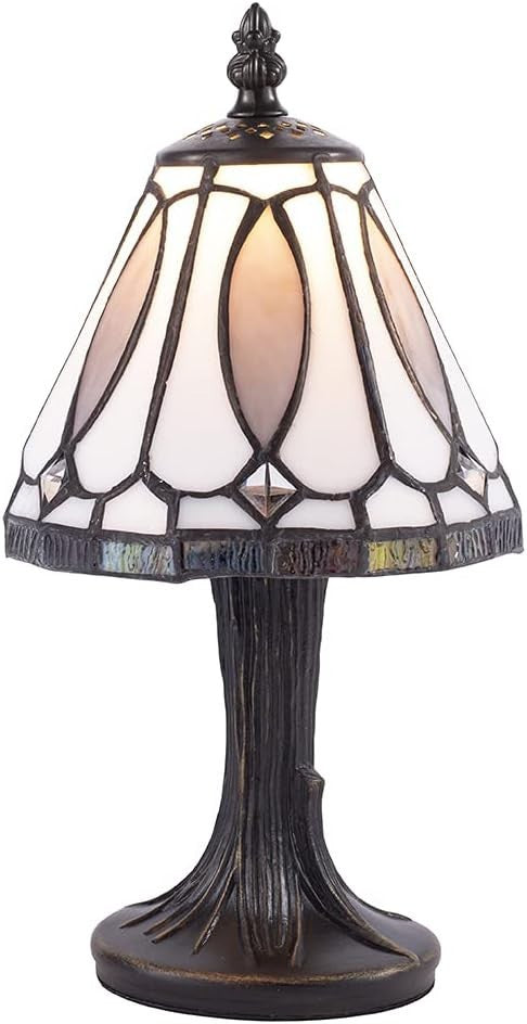 Tiffany Style Table Lamp | Multi-Coloured Stained Glass Shade | 29cm Height