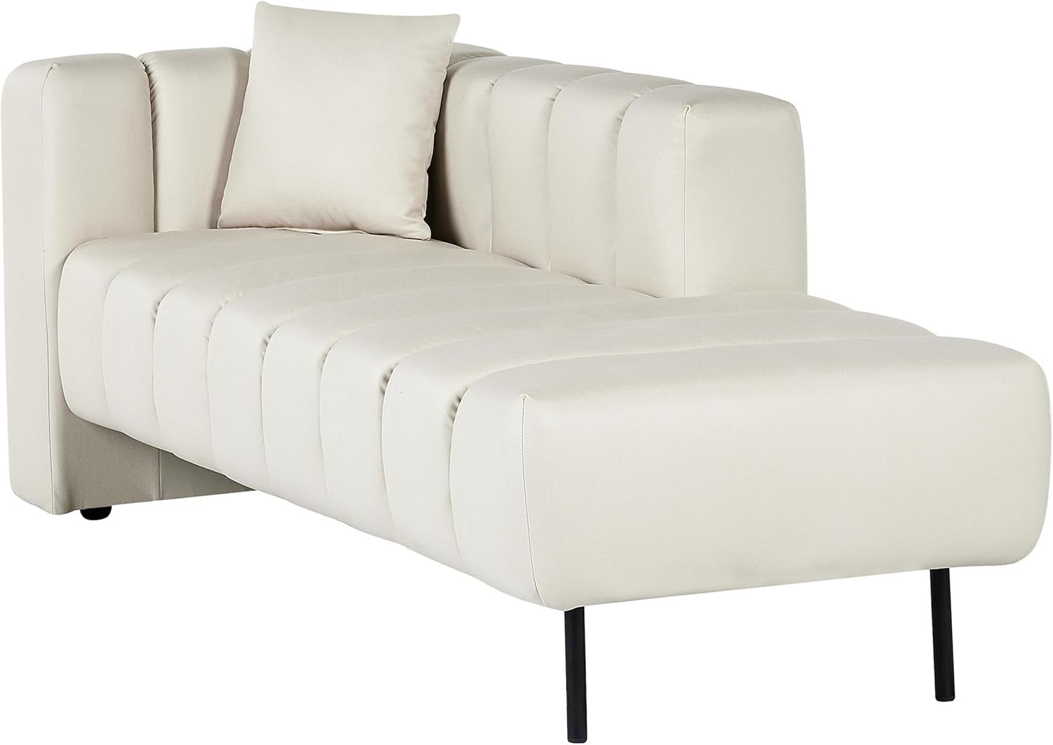 Modern Left Hand Chaise Lounge Vegan Leather Sofa Off-White 173cm Recliner