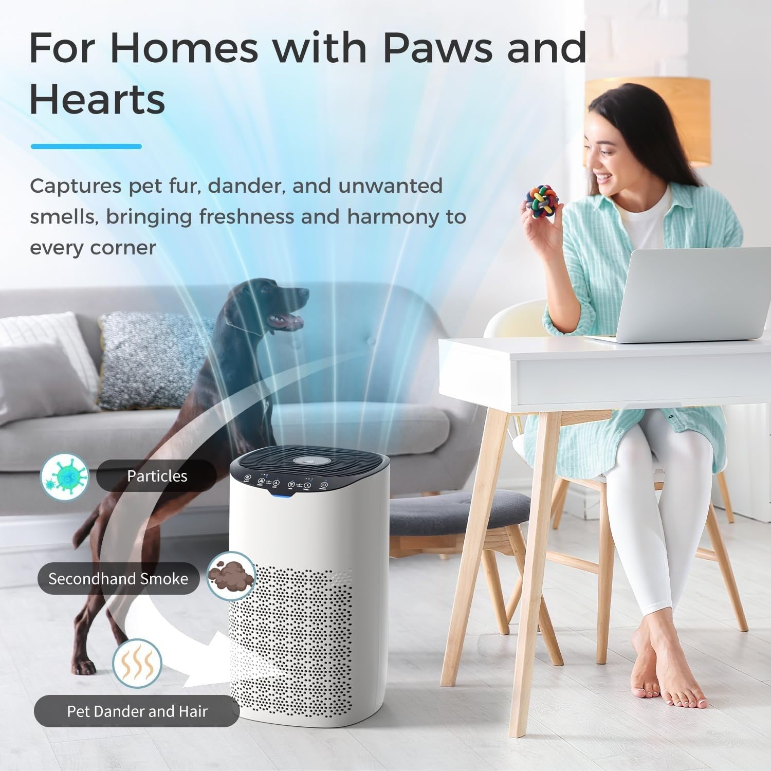 HEPA Air Purifier 120㎡ CADR 300m³/h Auto Sensor Quiet 25dB Sleep