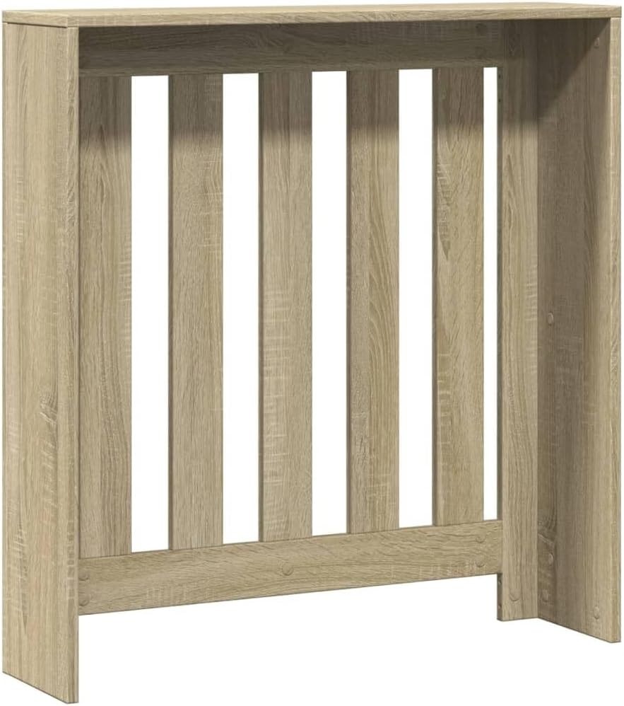 Oak Radiator Cover Cabinet | Modern Slatted Heater Shelf | 78x20x82cm