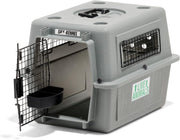 Hard Plastic Pet Carrier with Secure Doors for Safe Travel, Grey