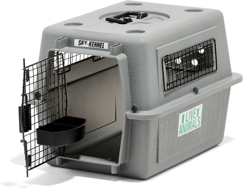 Hard Plastic Pet Carrier with Secure Doors for Safe Travel, Grey