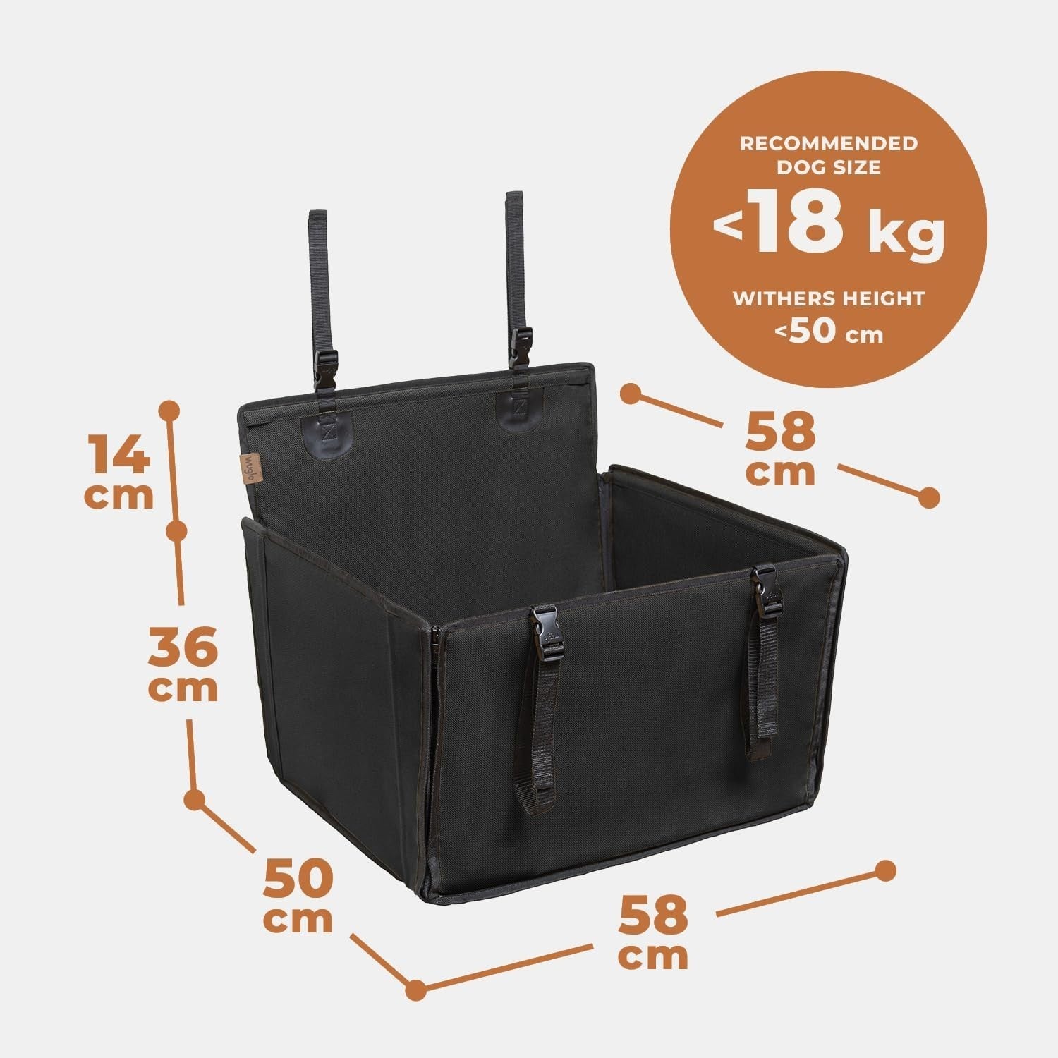 Extra Stable Dog Car Seat Waterproof Booster Bed Back Seat Up to 18kg