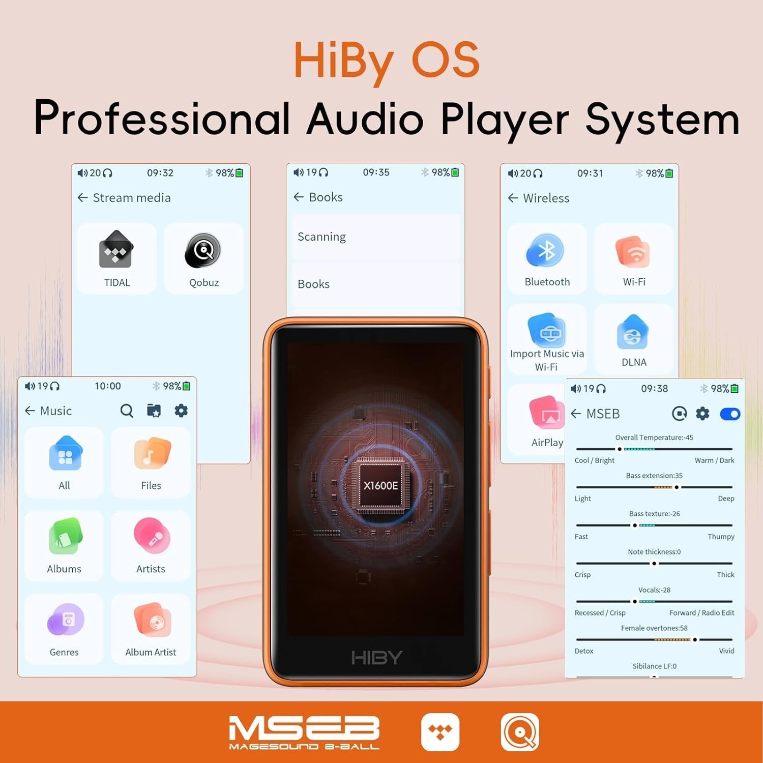Portable HiFi MP3 Player Bluetooth 5.1 3" Touchscreen 2TB Lossless Audio 15h