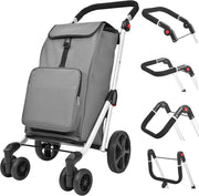 45L Folding 6-Wheel Grocery Trolley Aluminium Shopping Cart with Cooler Bag