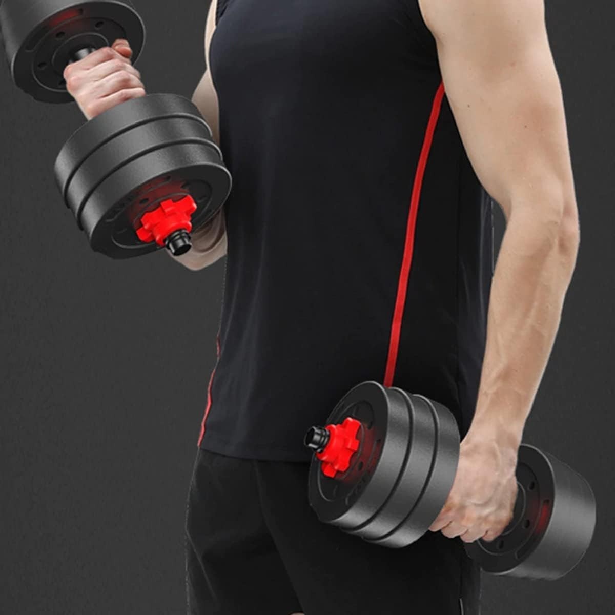 30kg Adjustable Dumbbell Barbell Set Extended Bar Home Gym Weights