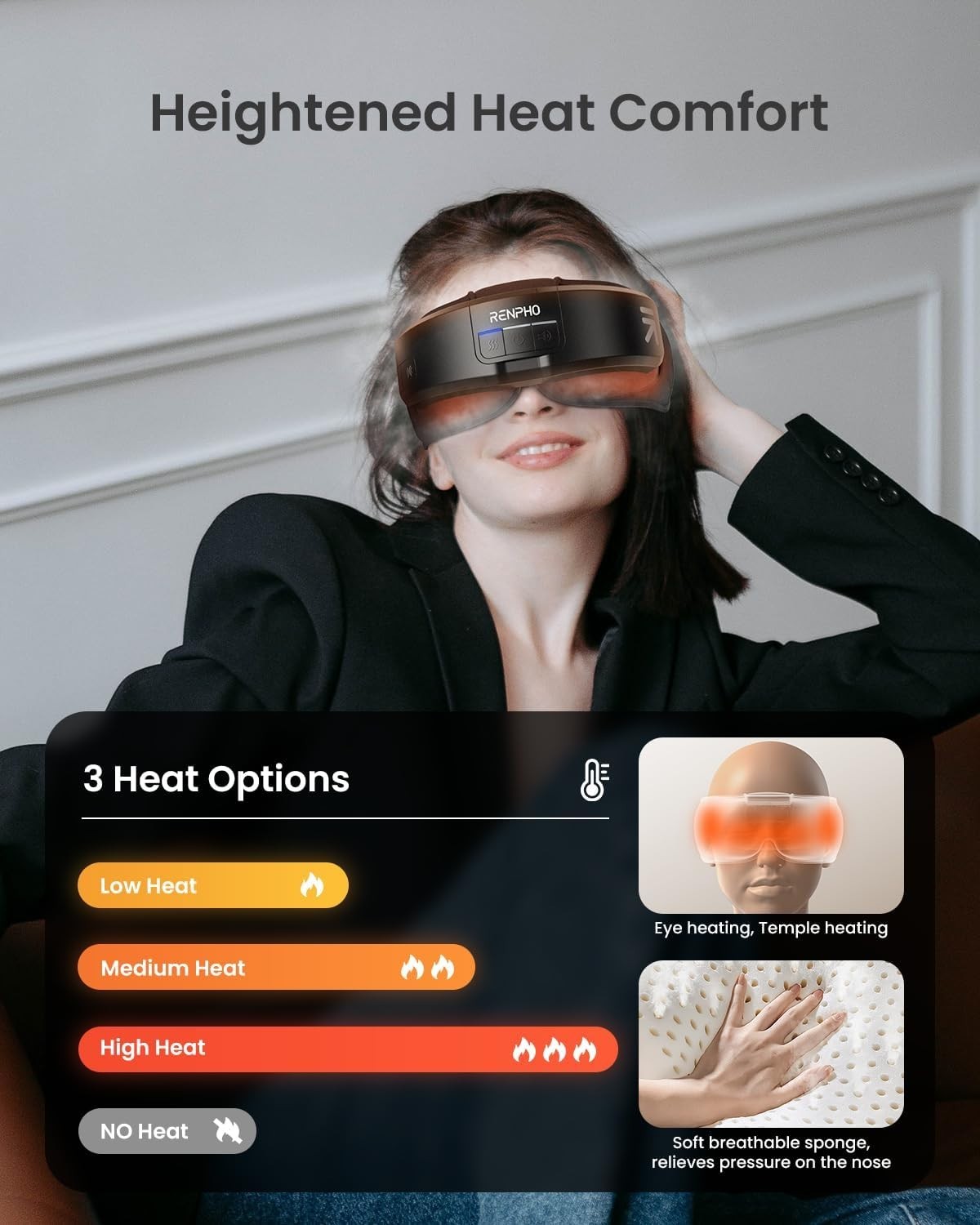 Heated Eye Massager Mask Sleep Stress Relief Dry Eyes Fatigue Bluetooth