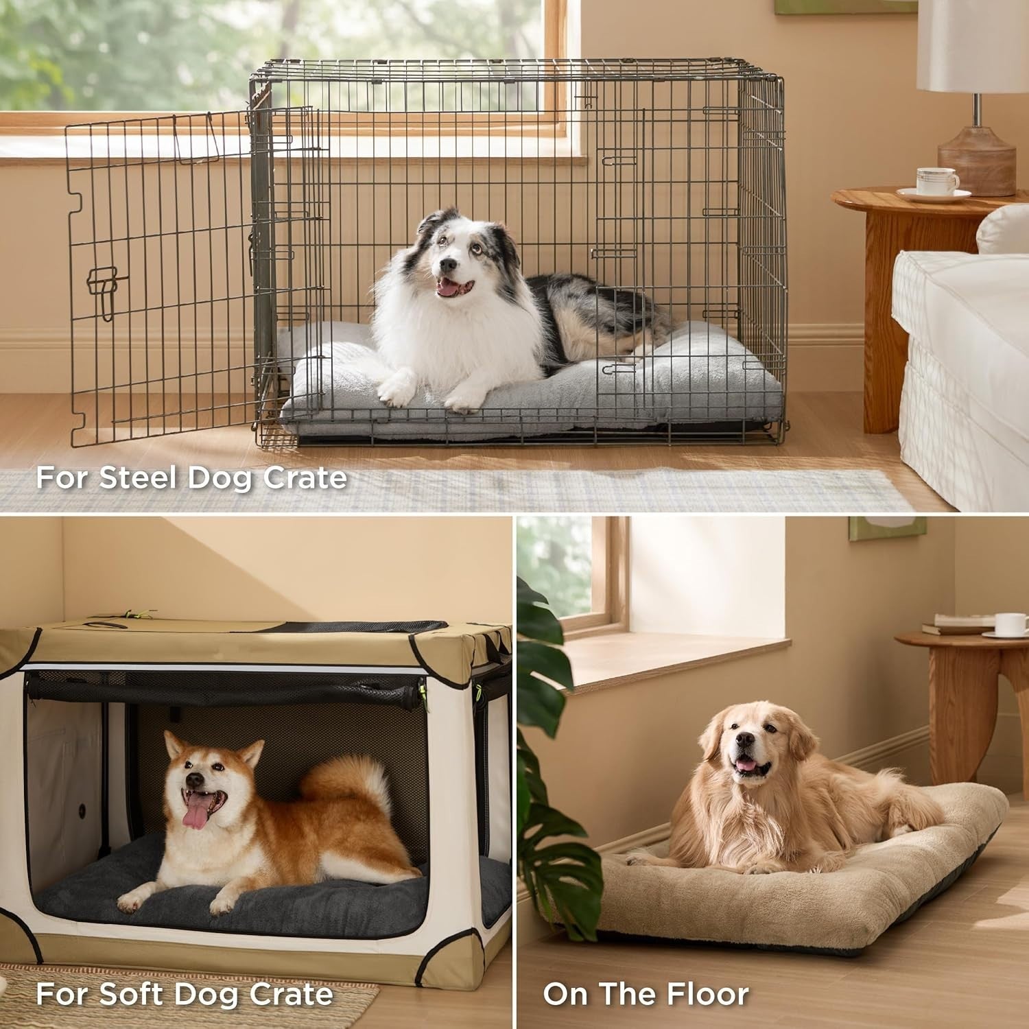 XL Dog Crate Bed 104x69cm Washable Calming Mattress Grey