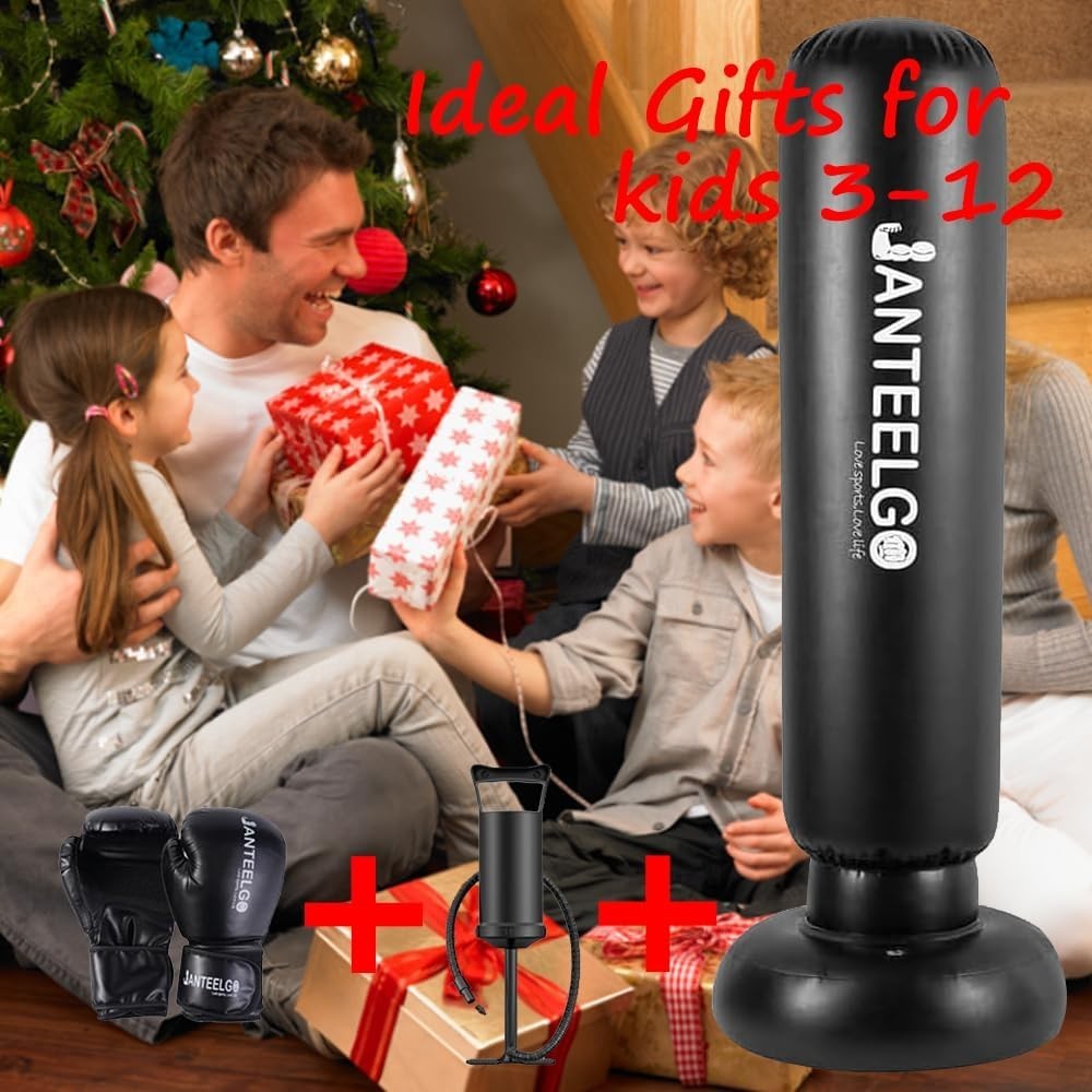 Kids Inflatable Punching Bag 59" Boxing Karate Training Set