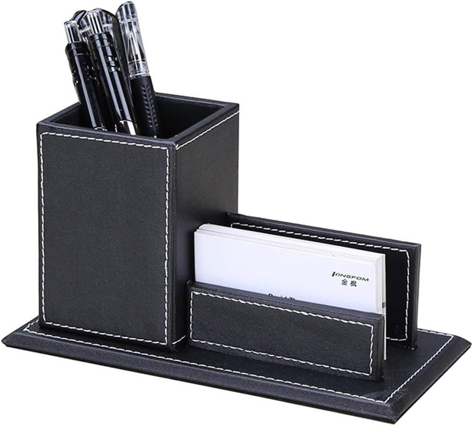6-Piece PU Leather Desk Organizer Set with Pen Holder, Tissue Box & Mousepad