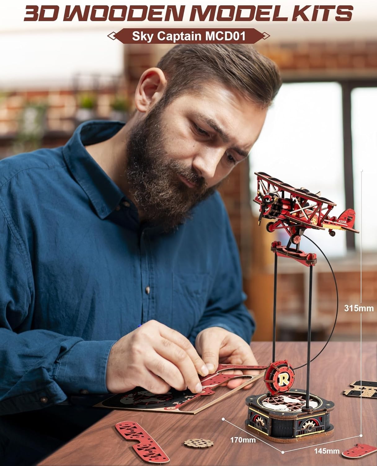 Mechanical 3D Wooden Puzzle Swing Ornament – DIY Model, No Batteries