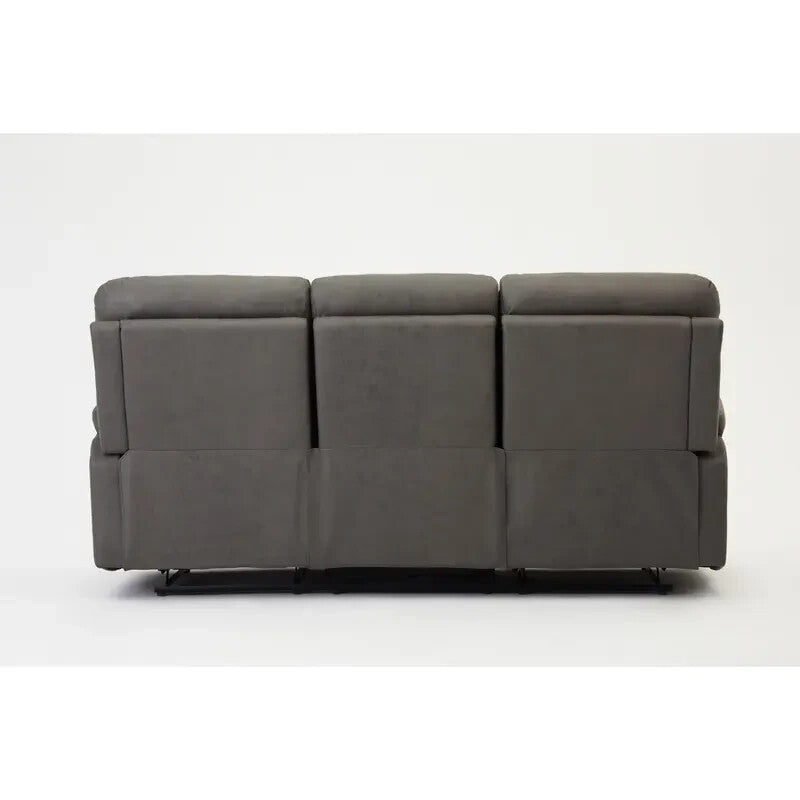 3 Seater Manual Recliner Sofa Grey Air Leather Lounge Couch Padded Chair
