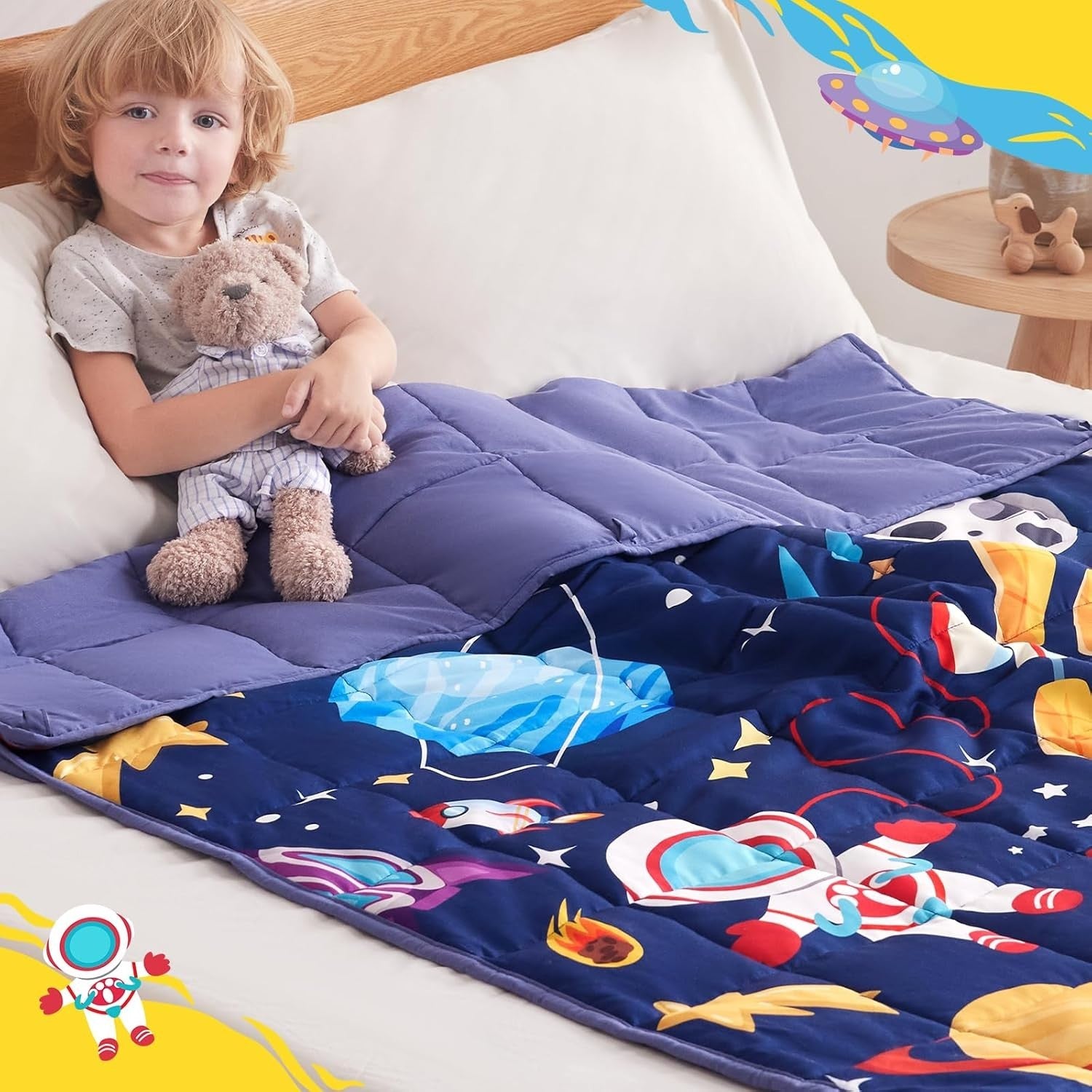 Kids Weighted Blanket 40x60in 7lbs Breathable Cooling Throw Blue Aerospace
