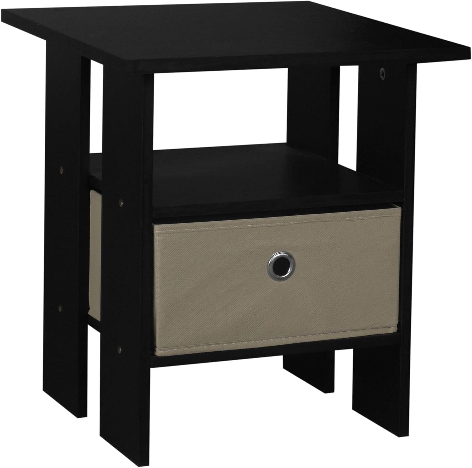 Beige 3-Tier Side Table 39.5x39.5x48 cm | Modern End Table w/ Colour Drawer