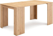 Extendable Folding Console & Dining Table Oak Seats Up to 8