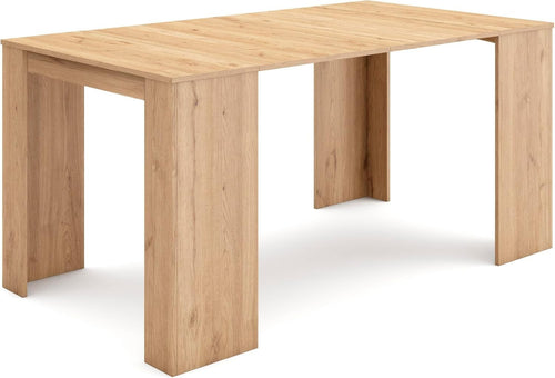 Extendable Folding Console & Dining Table Oak Seats Up to 8