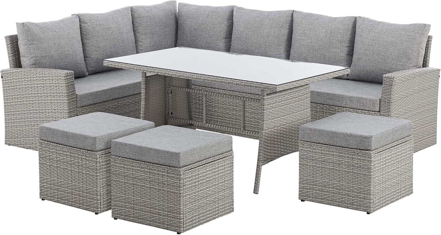 9 Seater Rattan Corner Sofa Dining Set Outdoor Garden Patio Furniture