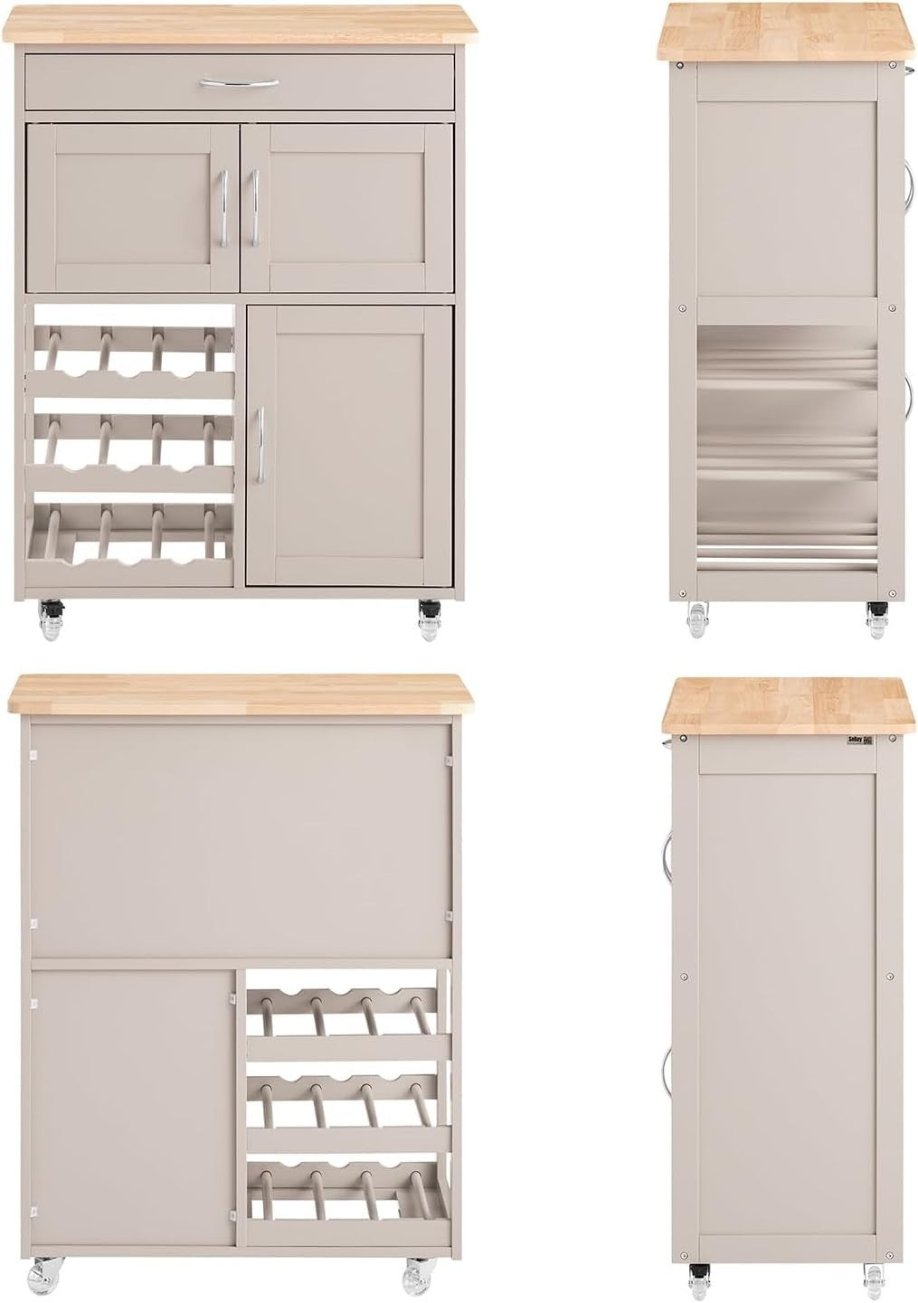 67cm Kitchen Island Cart Wine Rack on Wheels