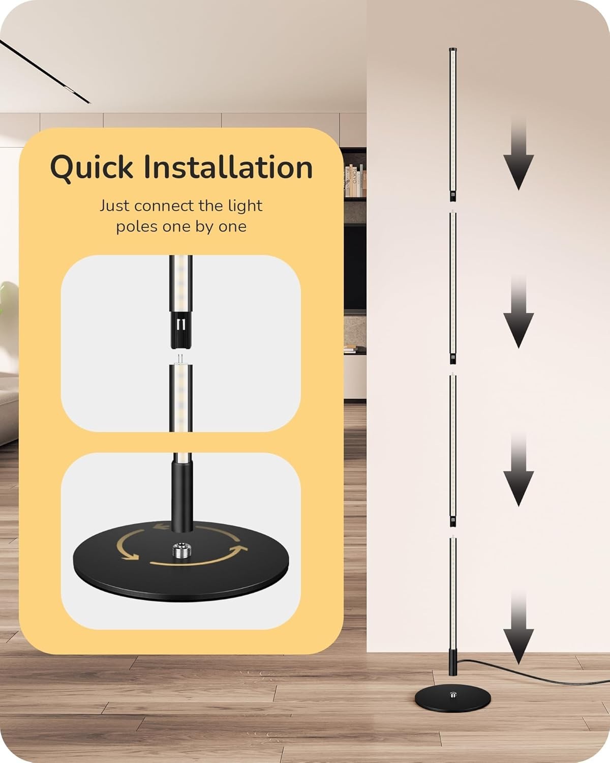 LED Floor Lamp 2 Pack Dimmable Tall Standing Light with Foot Switch